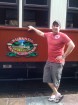 Callum proud as punch with his train!