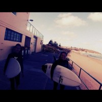 Alex heading out for a surf