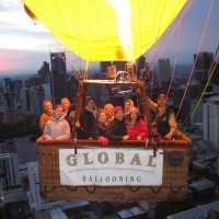 Belinda flying over Melbourne city with Global Ballooning