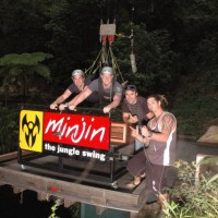 The Everything Travel Group Boys (Kris, Cal, Nige) at the Minjin Jungle Swing - AJ Hackett Cairns