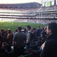 Watching the AFL on the hallowed turf of the MCG, Melbourne.