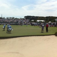 President's Cup 2011 at Royal Melbourne Golf Club. Nige was up a tree taking this photo!