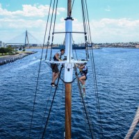 Climbing to the top of the mast on the SYD Harbour Tall Ship - Nigel 