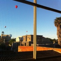 Hot air balloons flying high over our pad in Melbourne!